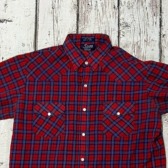 Vintage Western Stats Plaid Rockabilly Rancher Pearl Snap Cowboy Shirt - Picture 2 of 6